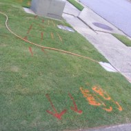 Cable line markings in the yard